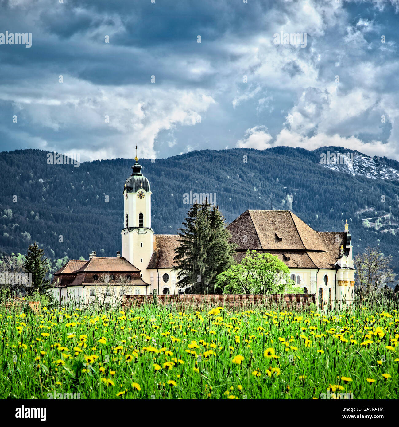 Die beruehmte Wallfahrtskirche in Wies, Deutschland Stock Photo