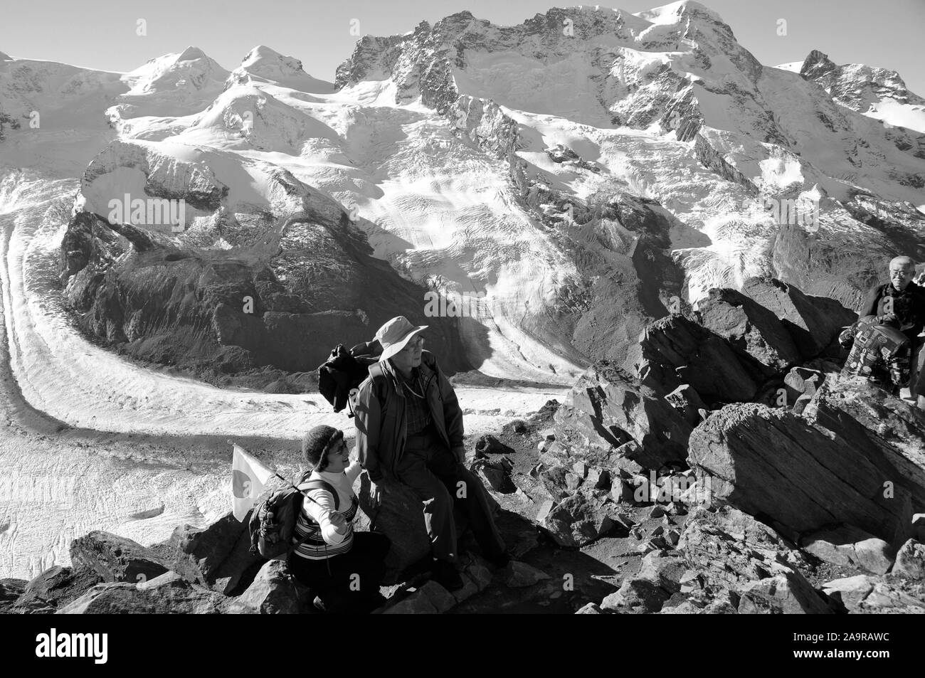 Visiting the swiss alps Black and White Stock Photos & Images - Alamy