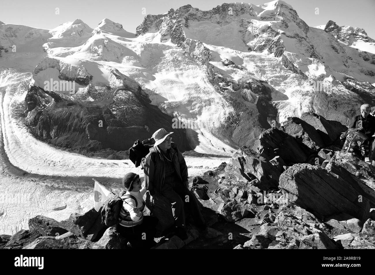 Visiting the swiss alps Black and White Stock Photos & Images - Alamy