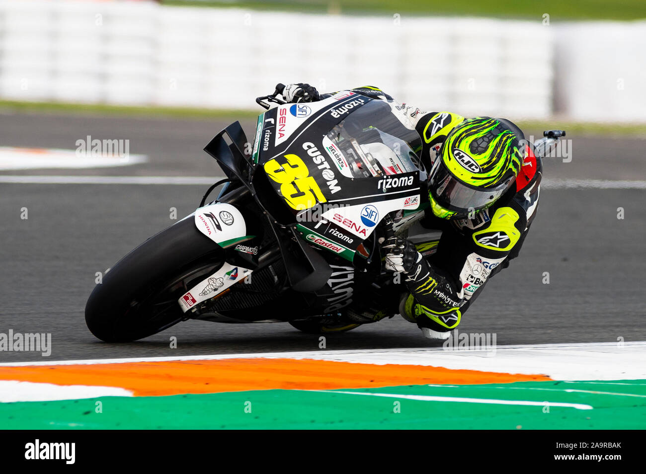 17th November 2019; Circuit Ricardo Tormo, Valencia, Spain; Valencia MotoGP, Race Day; Cal Crutchlow of the LCR Honda MotoGP Team rounds the bend during the last Grand Prix of the year Credit: Pablo Guillen/Alamy Live News Stock Photo