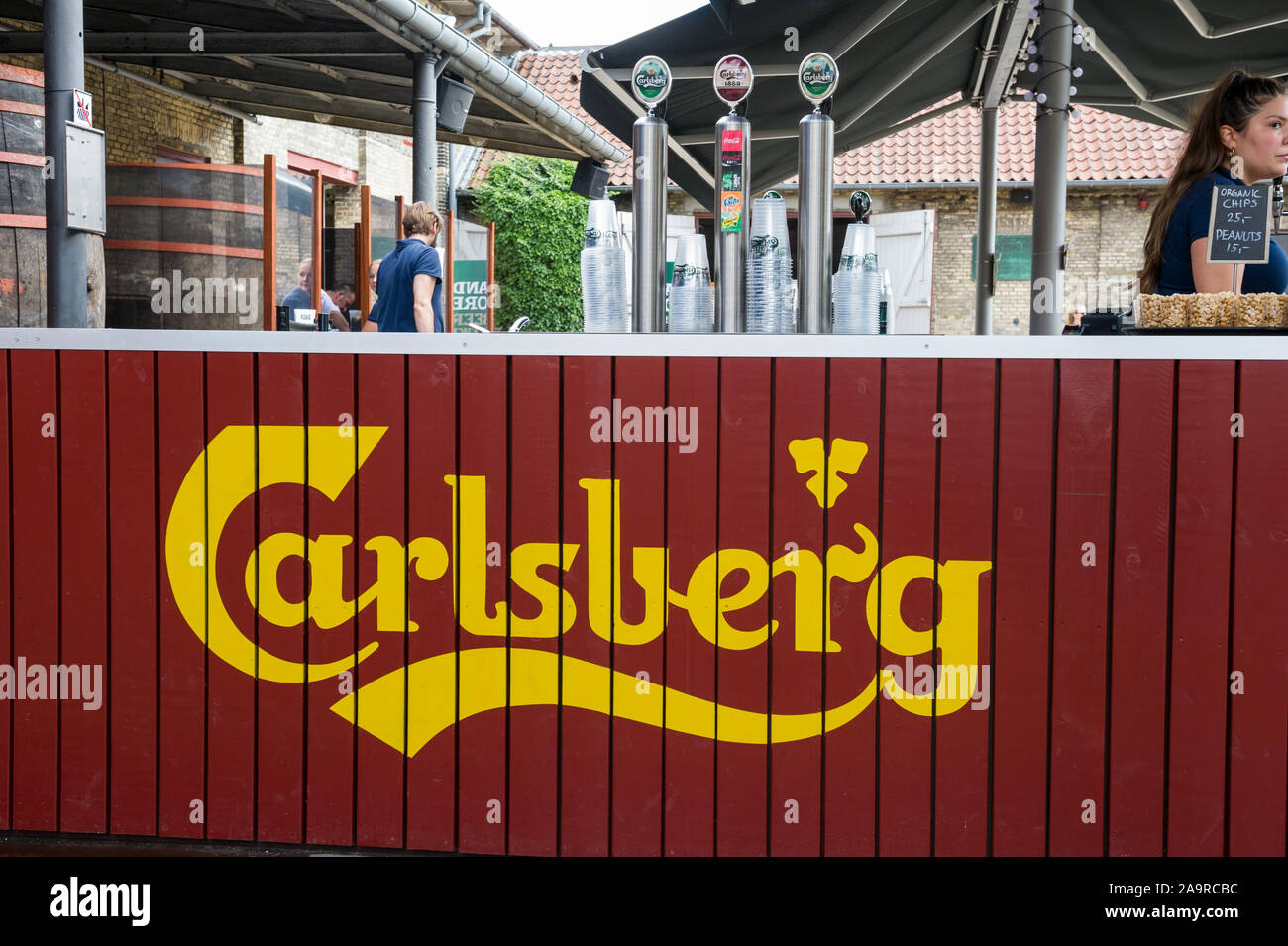 Beer pumps at the Carlsberg Brewery, Copenhagen, Denmark Stock Photo