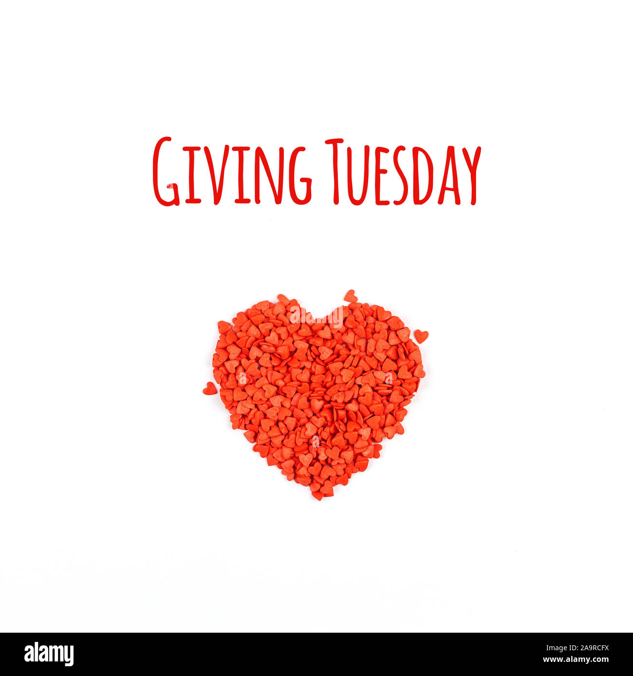 Giving Tuesday is a global day of charitable giving after Black Friday shopping day. Charity, give help, donations and support concept with text messa Stock Photo