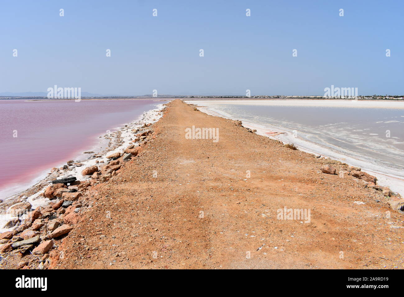 Salt lakes at the Torrevieja salt works, Torrevieja, Alicante, Spain