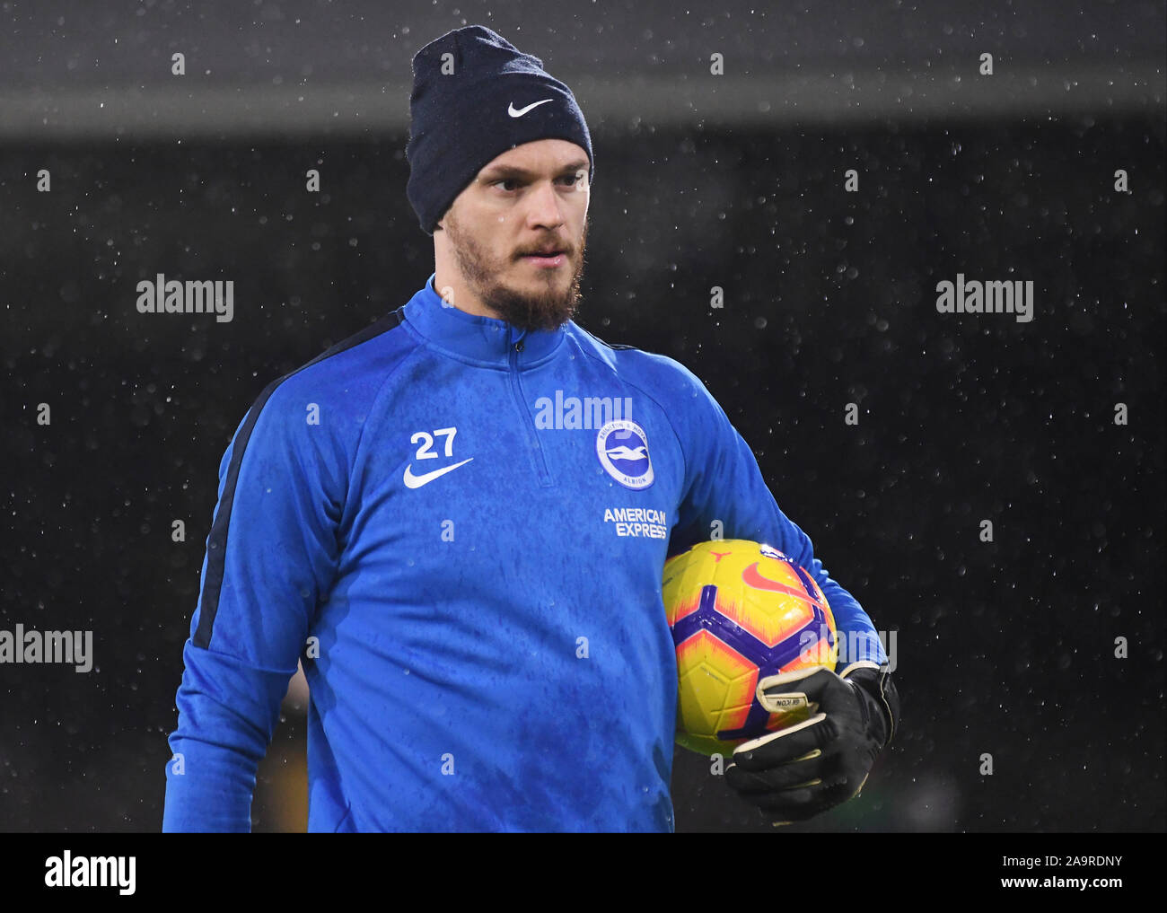 LONDON, ENGLAND - JANUARY 29, 2019: David Button of Brighton pictured prior to the 2018/19 Premier League game between Fulham FC and Brighton and Hove Albion at Craven Cottage. Stock Photo