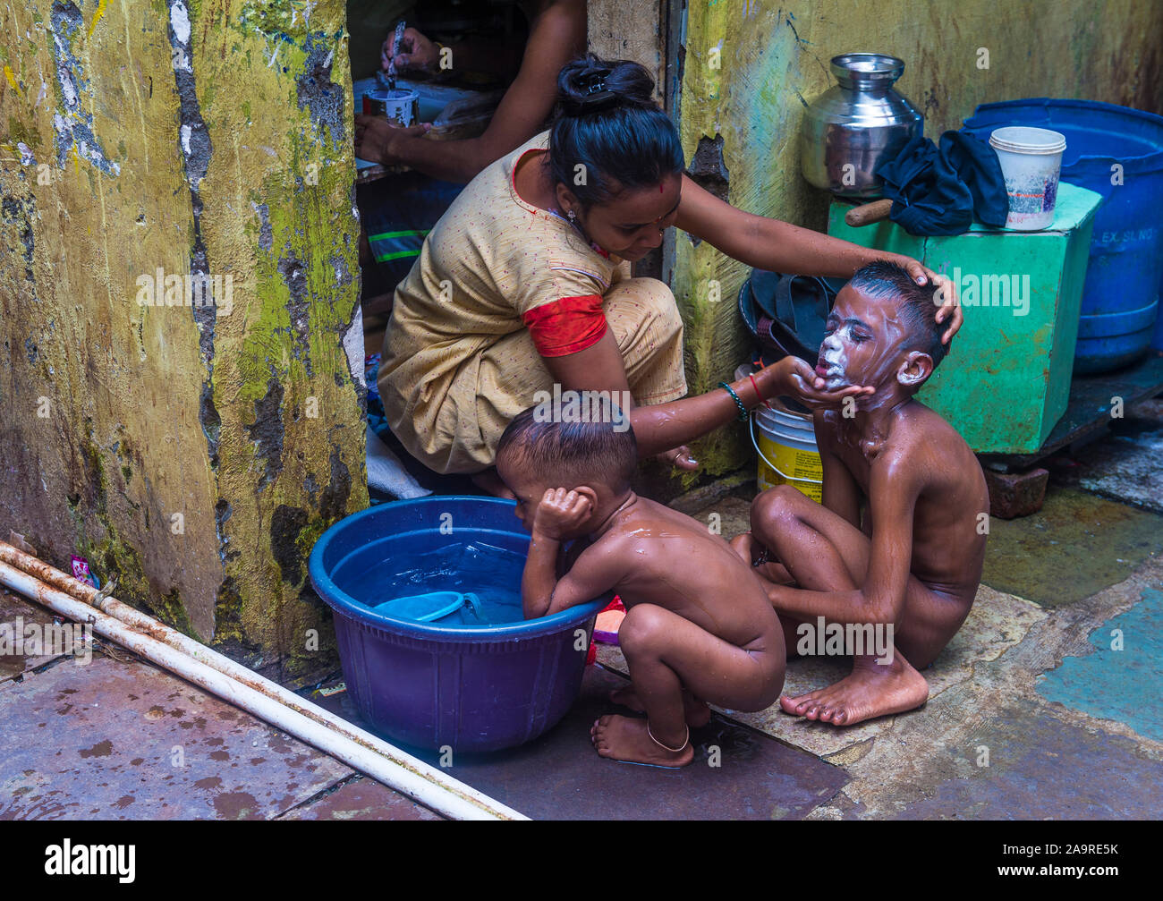 Indian people in Asalfa neighbourhood in Ghatkopar, a suburb of Mumbai, India Stock Photo