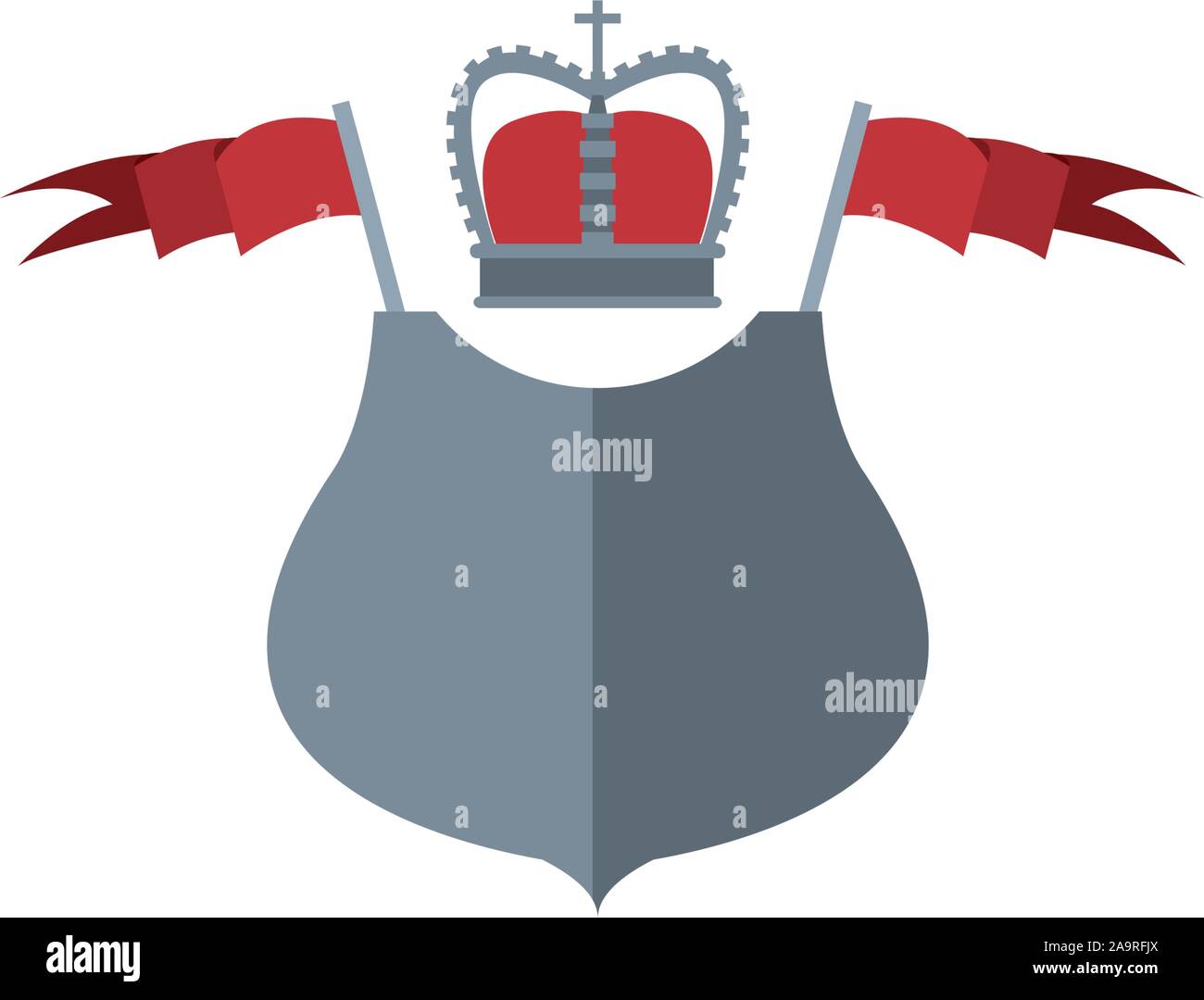 shield with flag and crown antique medieval flat design vector ...