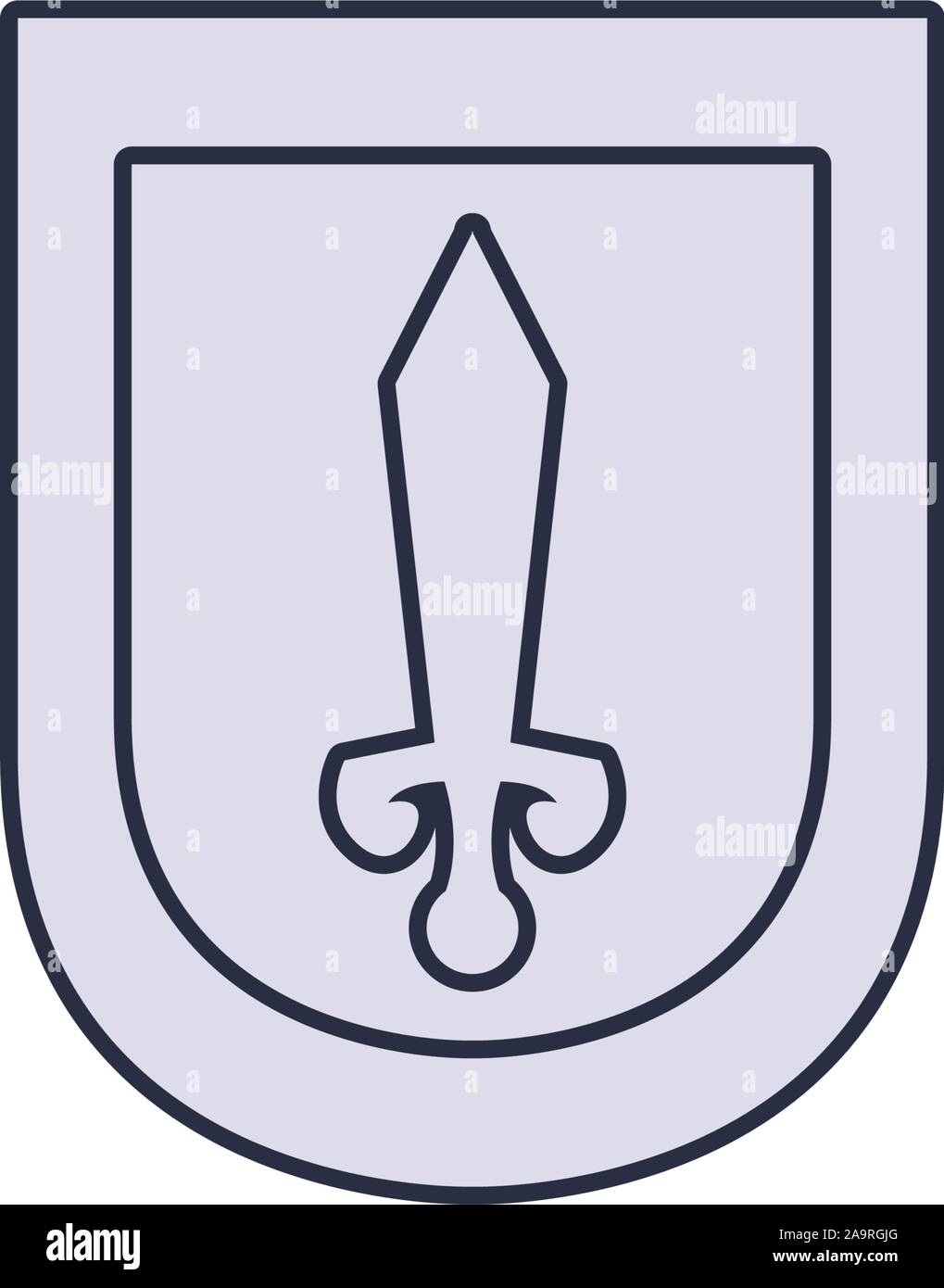 shield sword antique medieval line vector illustration Stock Vector ...