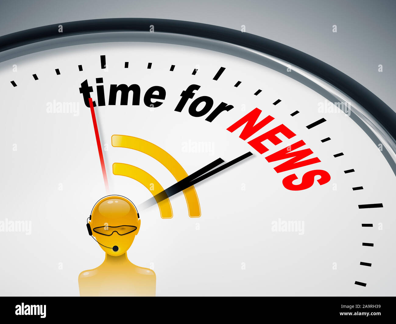 Ein simples Ziffernblatt einer Uhr mit der Aufschrift: 'time for News' Stock Photo