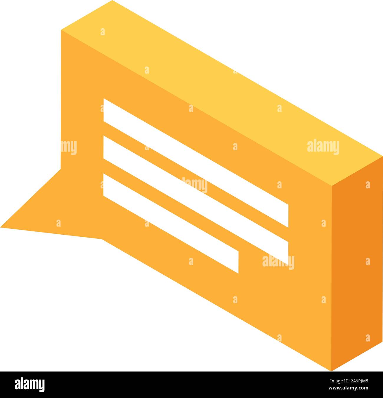 Yellow chat bubble icon, isometric style Stock Vector