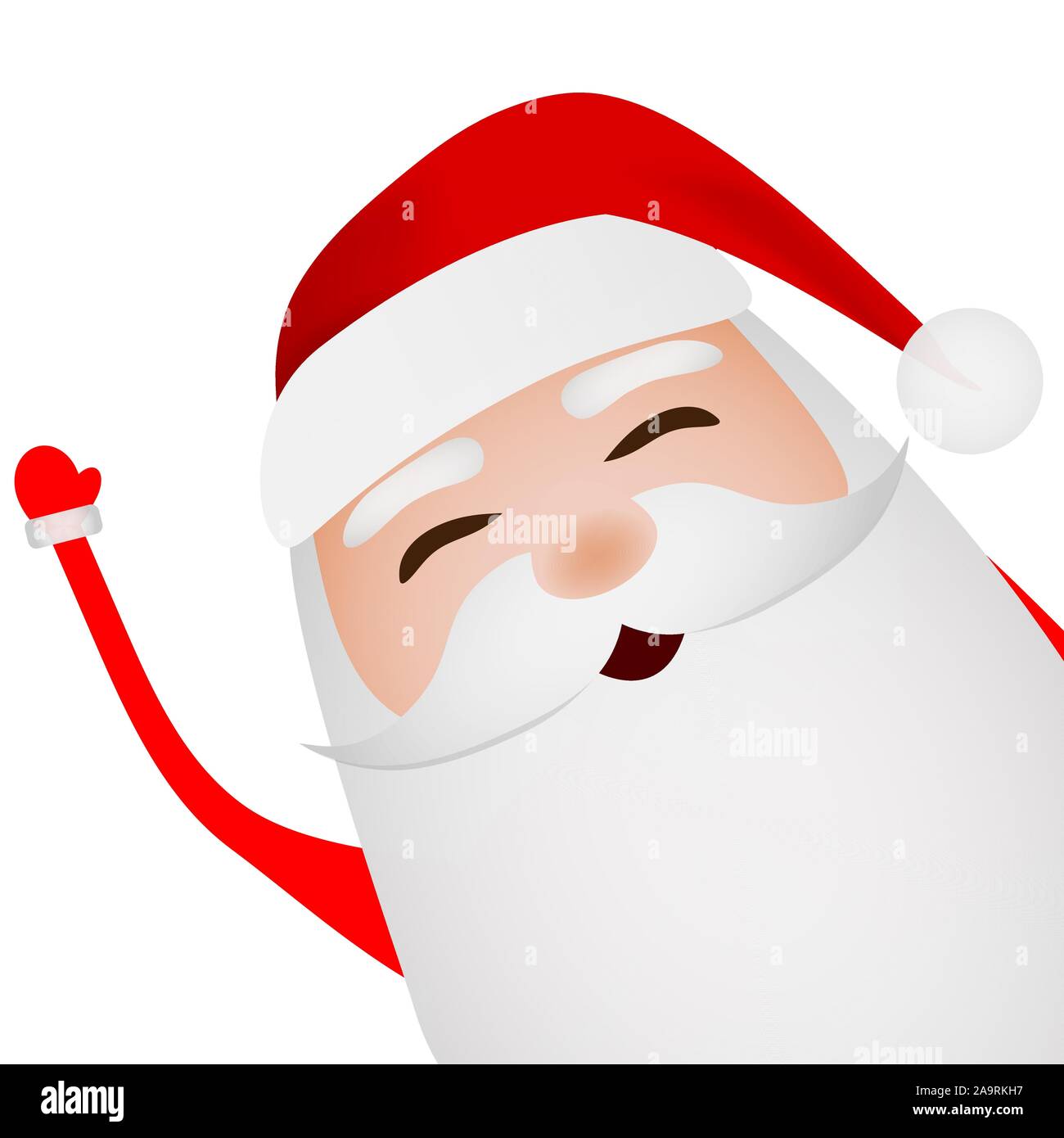 Cartoon funny santa claus waving hand isolated on white Stock Vector ...