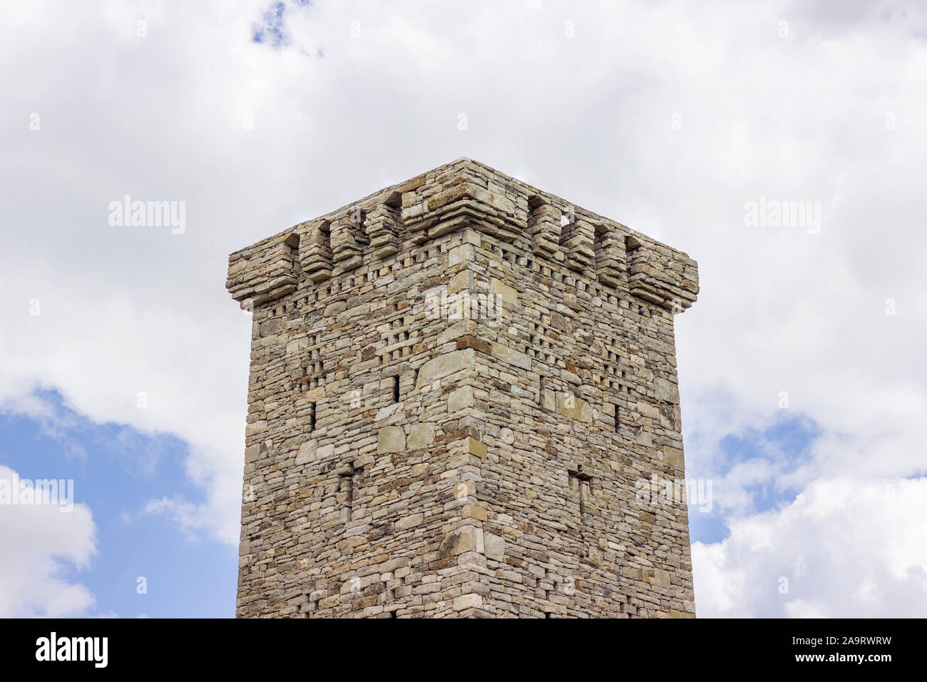 Restored Khoi residential tower, XIV-XVI centuries on the territory of the settlement of the same name. On top of this tower is crowned with a solid m Stock Photo