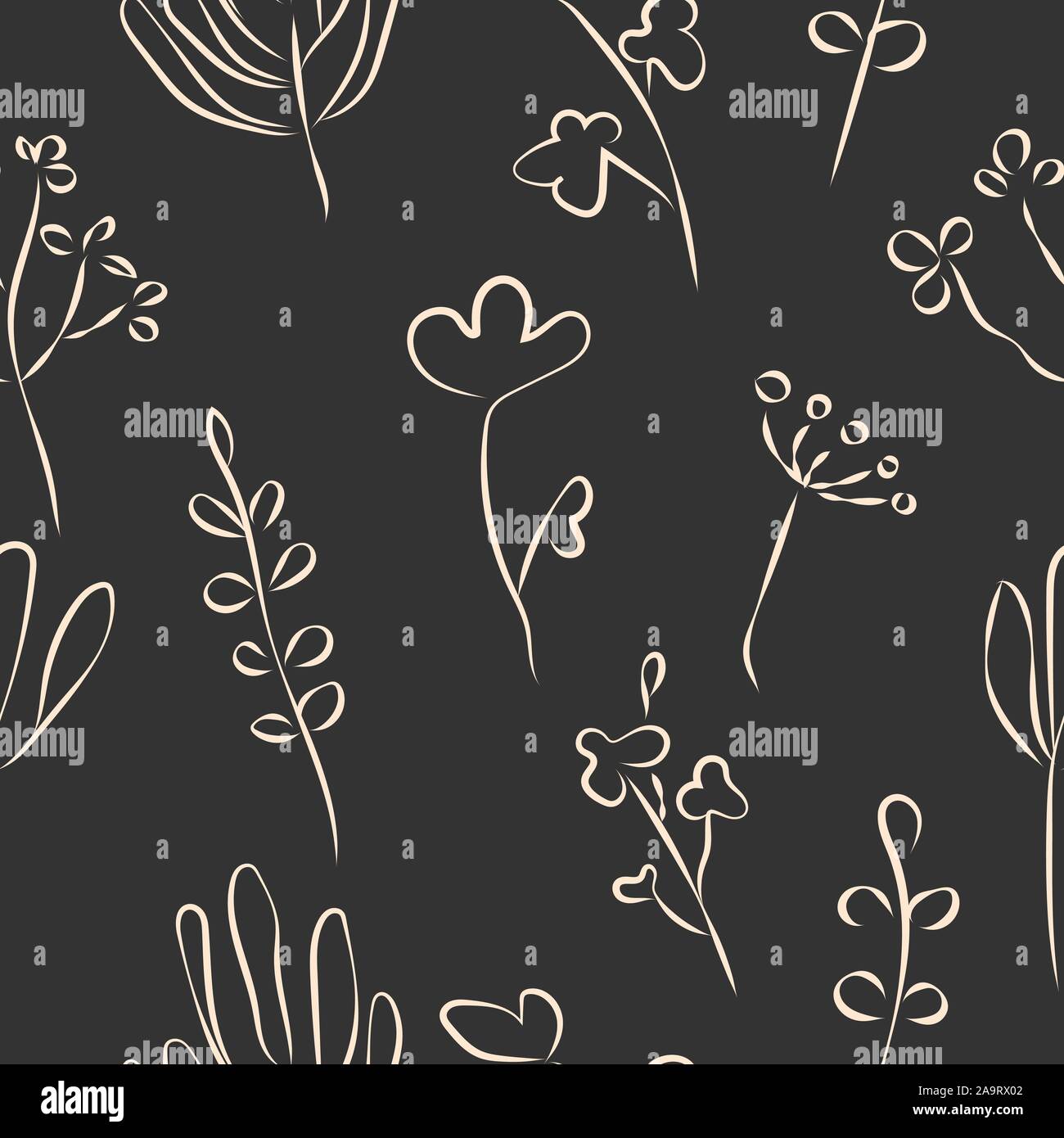 Seamless Pattern with Cute Flowers. Hand Drawn Scandinavian Style ...