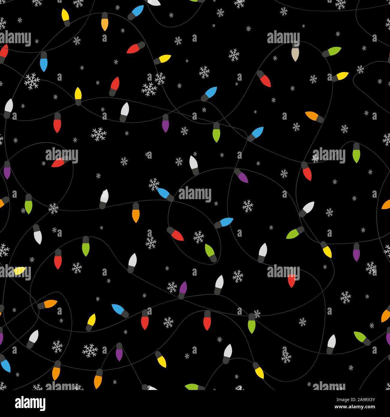 Vector red and blue Christmas lights garland on black background