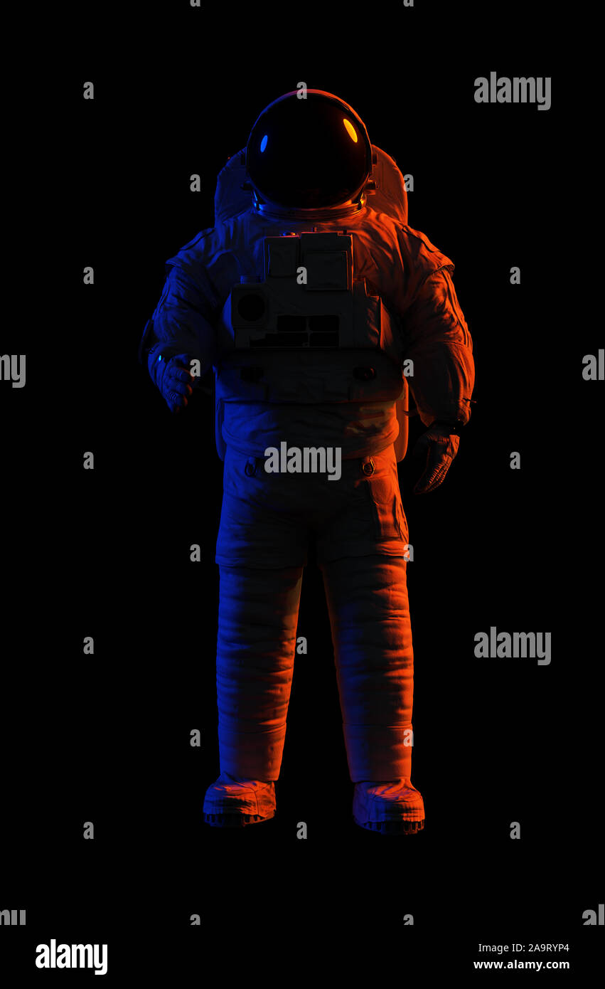astronaut standing isolated on black background Stock Photo - Alamy