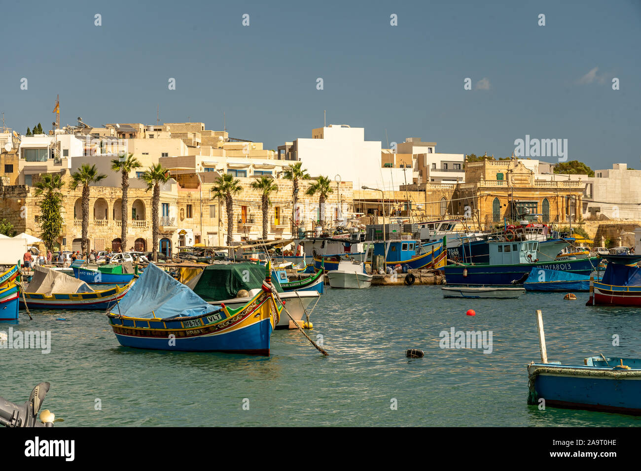 view of the harbor of marsaxlokk on malta Stock Photo
