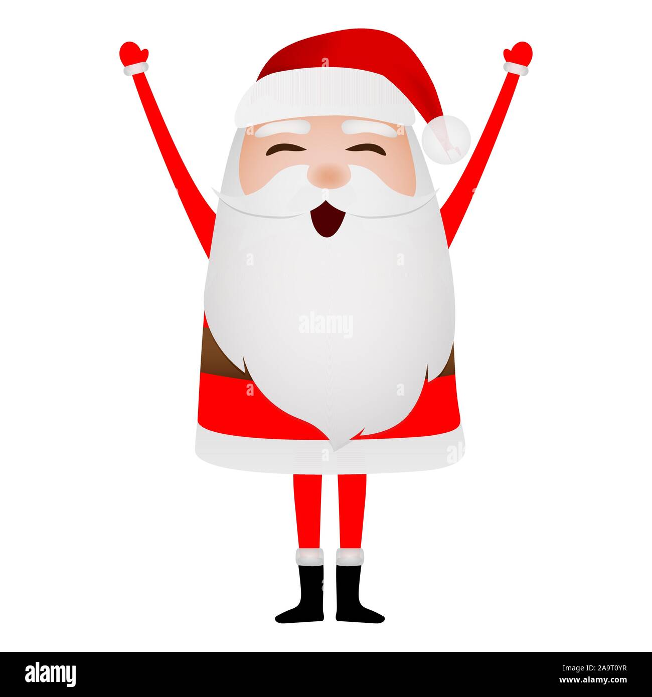 Cartoon funny santa claus waving hand isolated on white Stock Vector ...