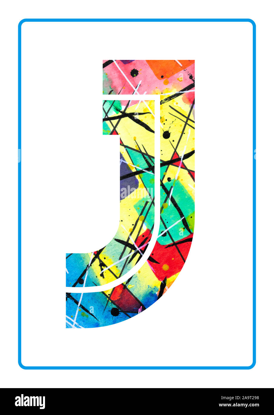 Abstract Painting Watercolor Typography Letter J Stock Photo