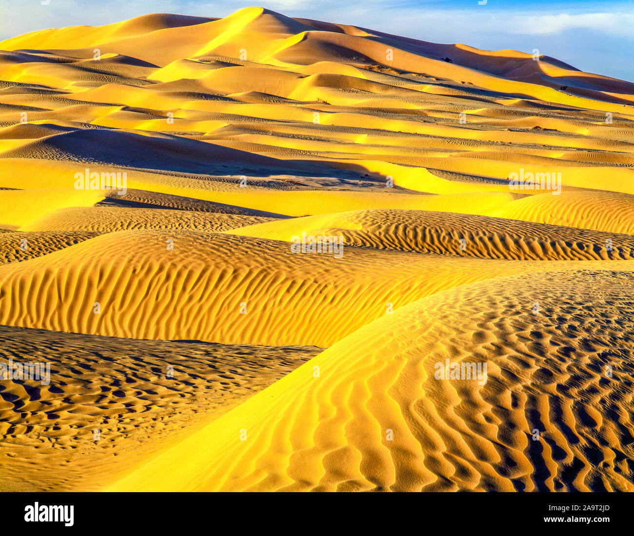 Sand dunes of the Rub' al Khali, the Empty Quarter, sultanate of Oman, huge sand sea of the Arabian Peninsula, one of the World's greatest deserts Stock Photo