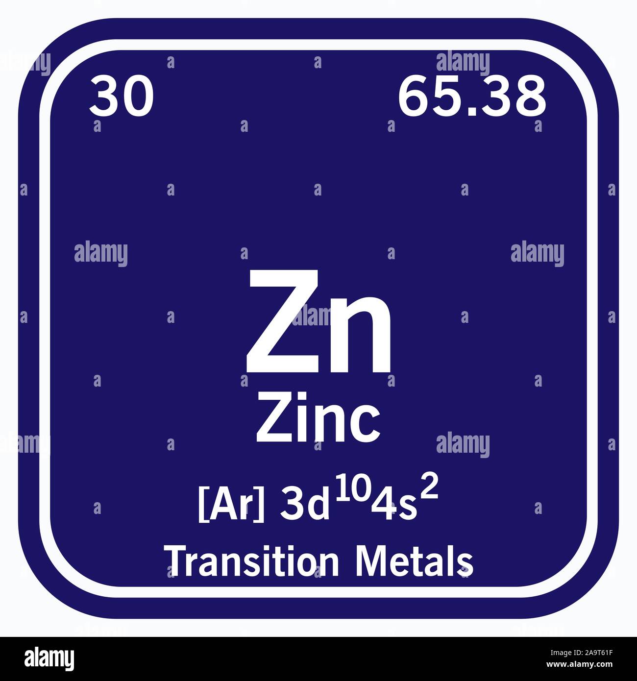 Zinc Periodic Table of the Elements Vector illustration eps 10 Stock