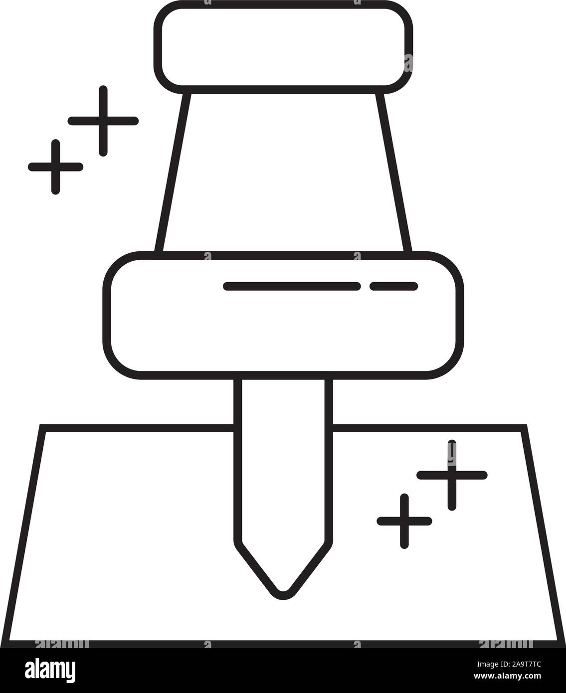 push pin paper element office line icon style vector illustration Stock ...