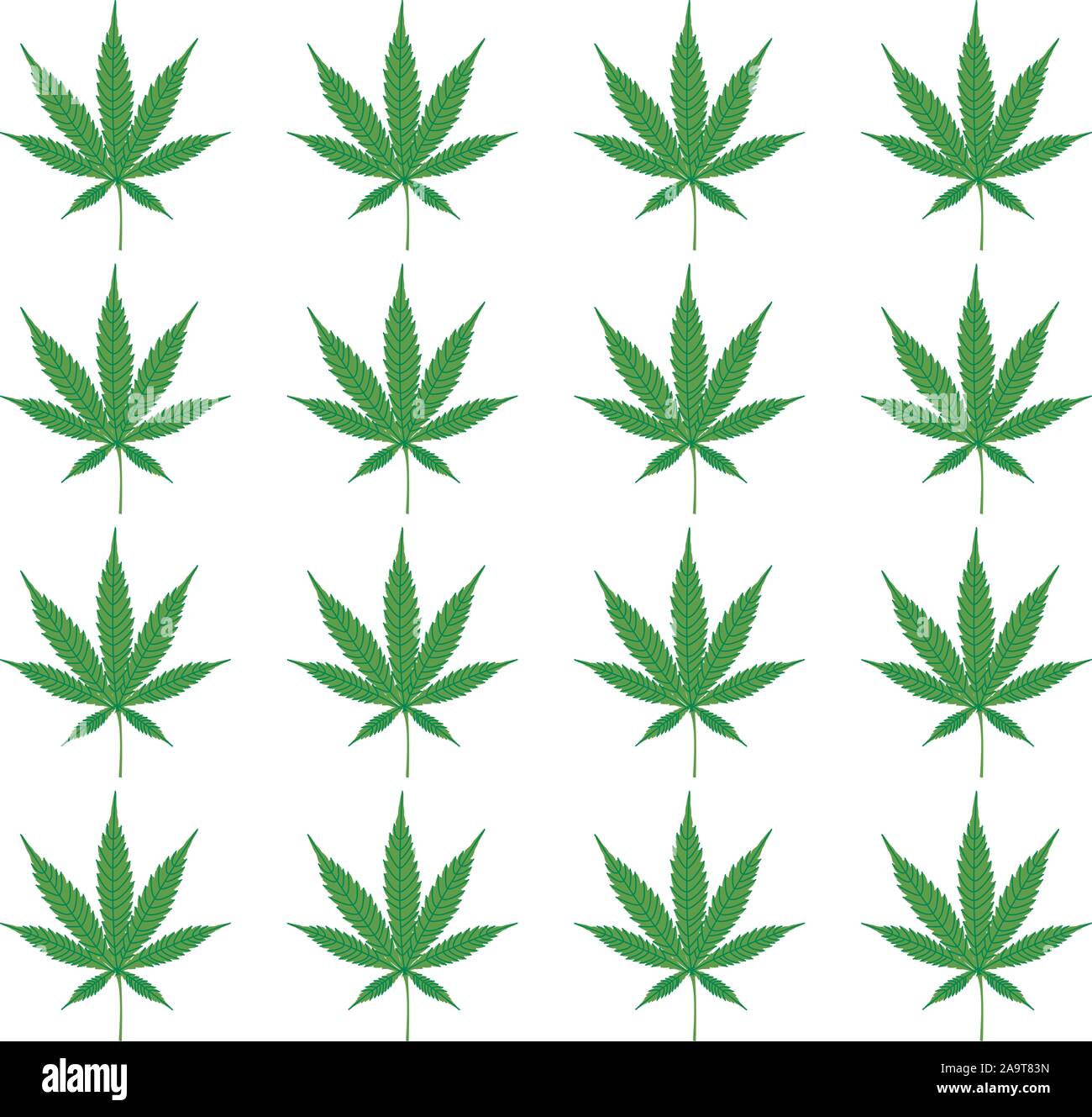 Green cannabis seamless pattern. Marijuana leaf. Stock Vector
