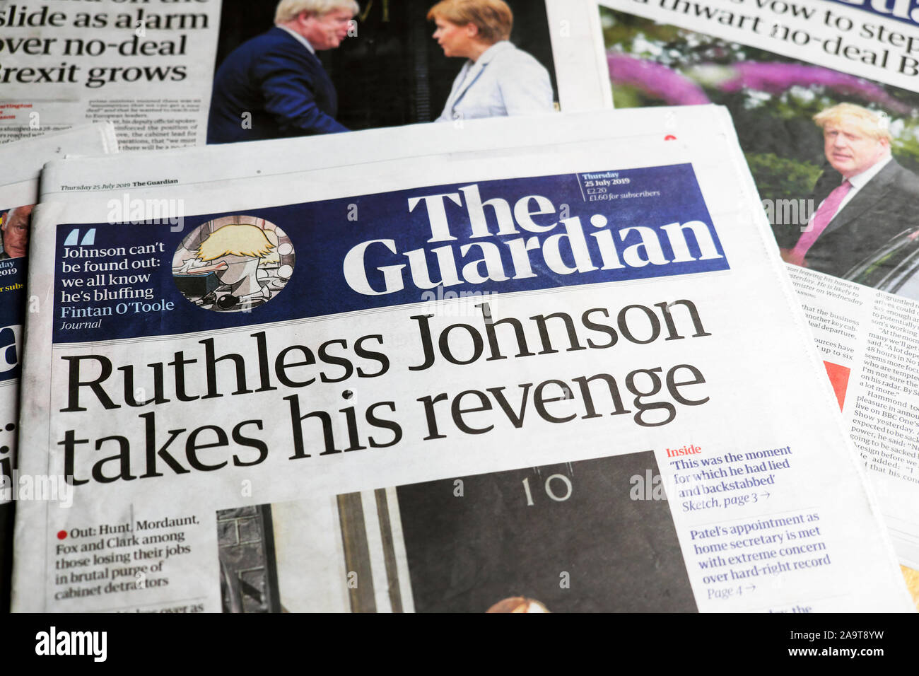 Ruthless Johnson Takes His Revenge Newspaper Headlines On Front Page Of Guardian Newspaper In London Uk Stock Photo Alamy Ruthless Johnson Takes His Revenge Newspaper Headlines On Front Page Of Guardian Newspaper In London Uk Stock Photo Alamy