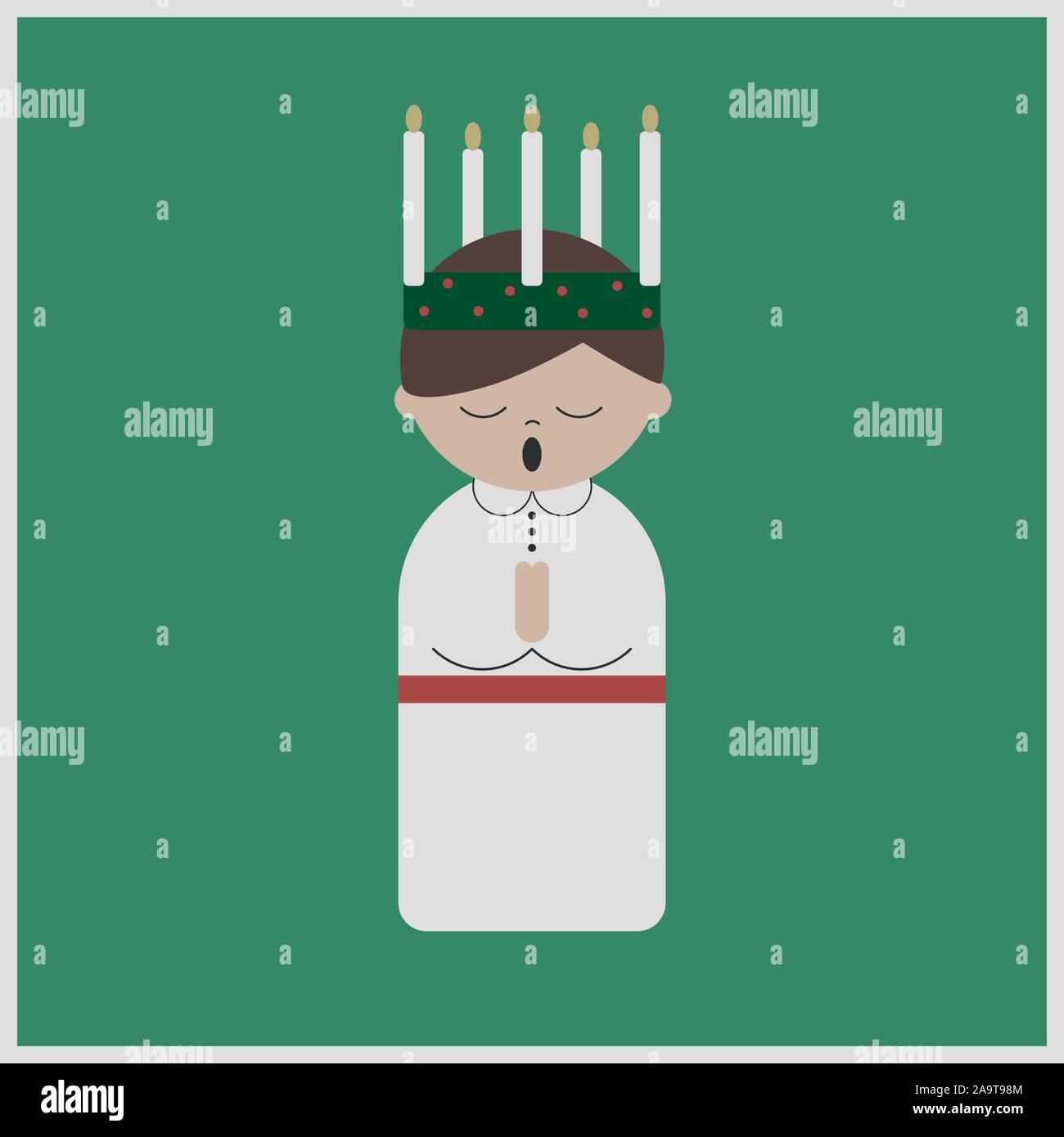 Gender neutral Saint Lucy at Christmas, vector Stock Vector