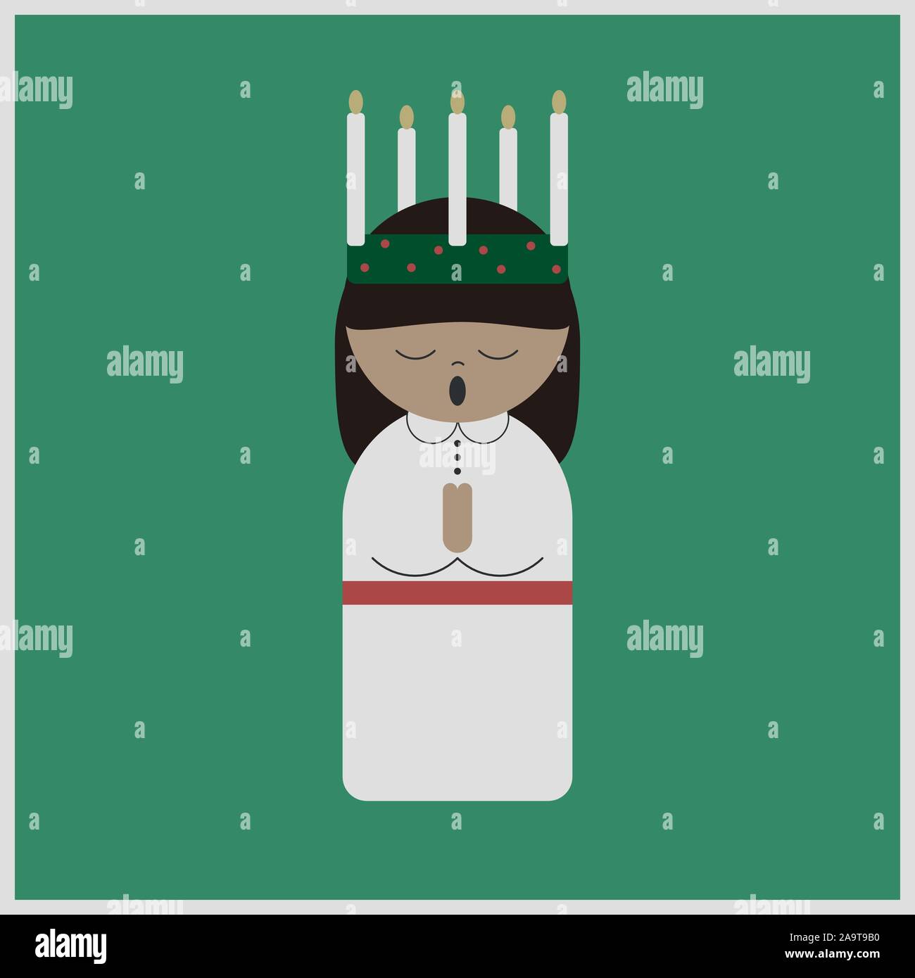 Saint Lucy with black hair at Christmas, vector Stock Vector