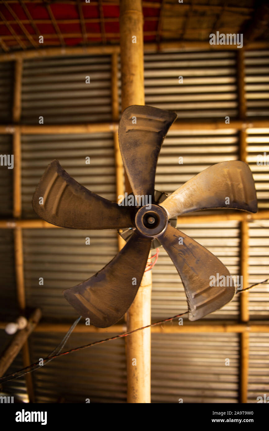Fan inside a sub-housing in the Ghazipur landfill Stock Photo