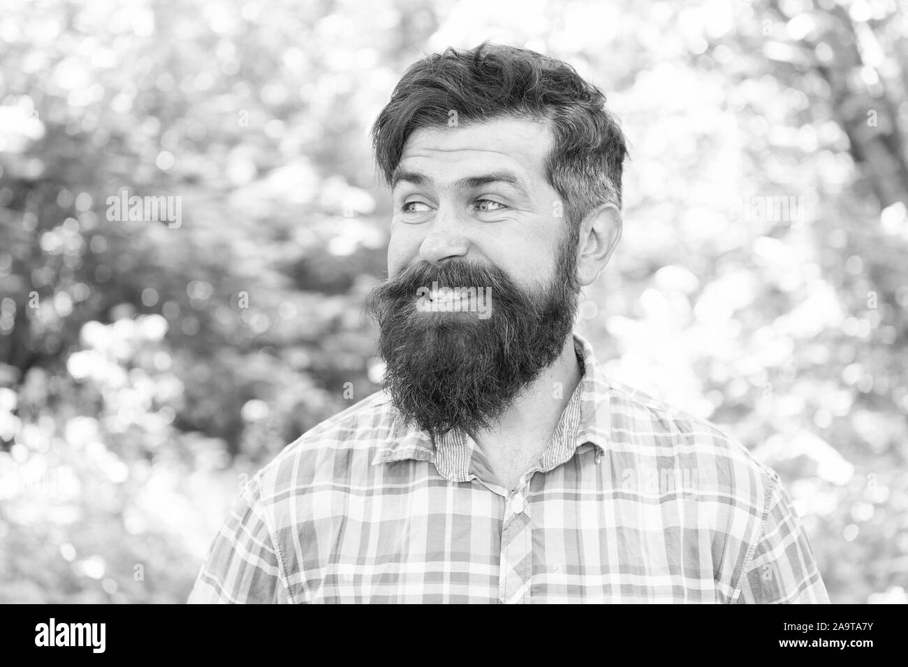 The Joy Of Best Hairstyle Bearded Man Smiling With Fashion