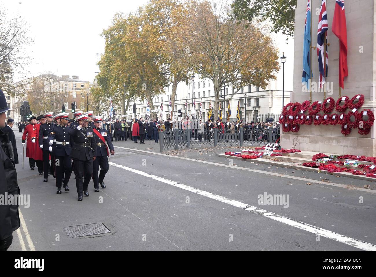 London, UK. 17th Nov, 2019. Sir Malcolm Rifkind, The Chief Rabbi Ephraim Mirvis and The Right Worshipful Lord Mayor of Westminster - Councillor Ruth Bush, attend the annual AJEX (The Association of Jewish Ex-Servicemen and Women) Remembrance Ceremony & Parade in Whitehall, London. Credit: Brian Minkoff/Alamy Live News Stock Photo