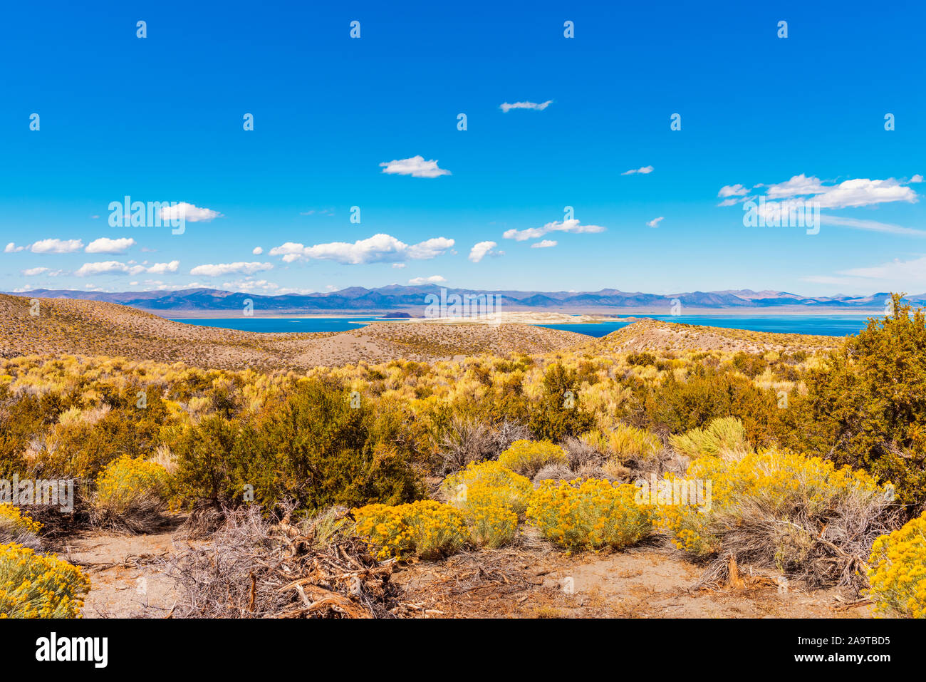 View towards Mono Lake California USA Stock Photo
