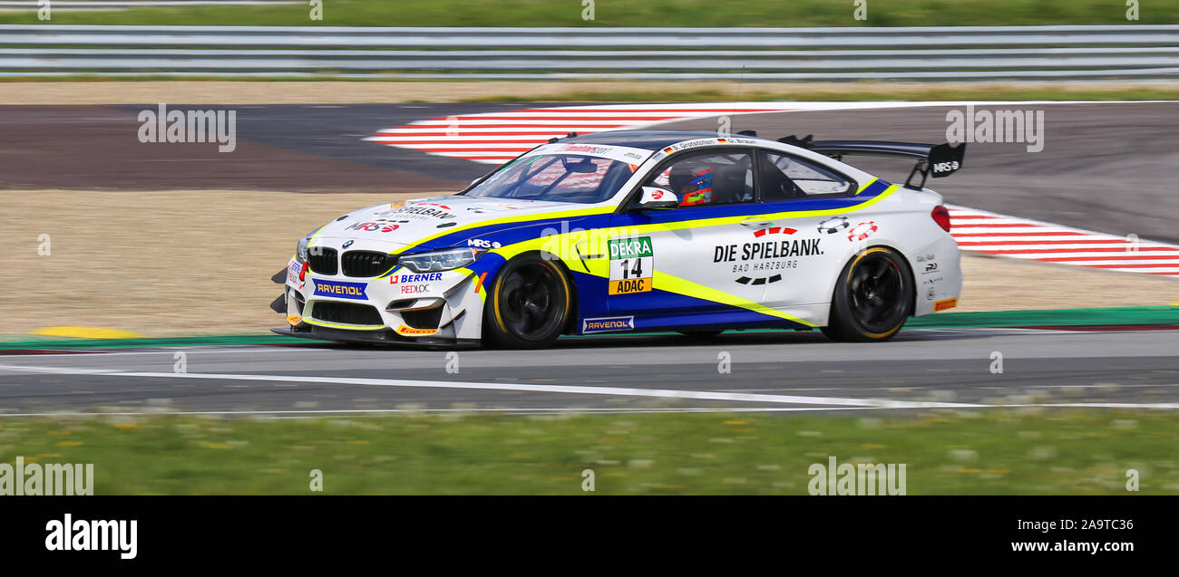 Oschersleben, Germany, April 28, 2019: Stephan Grotstollen driving the BMW M4 GT4 by MRS Besagroup Racing during ADAC GT4 at the Motorsport Arena. Stock Photo