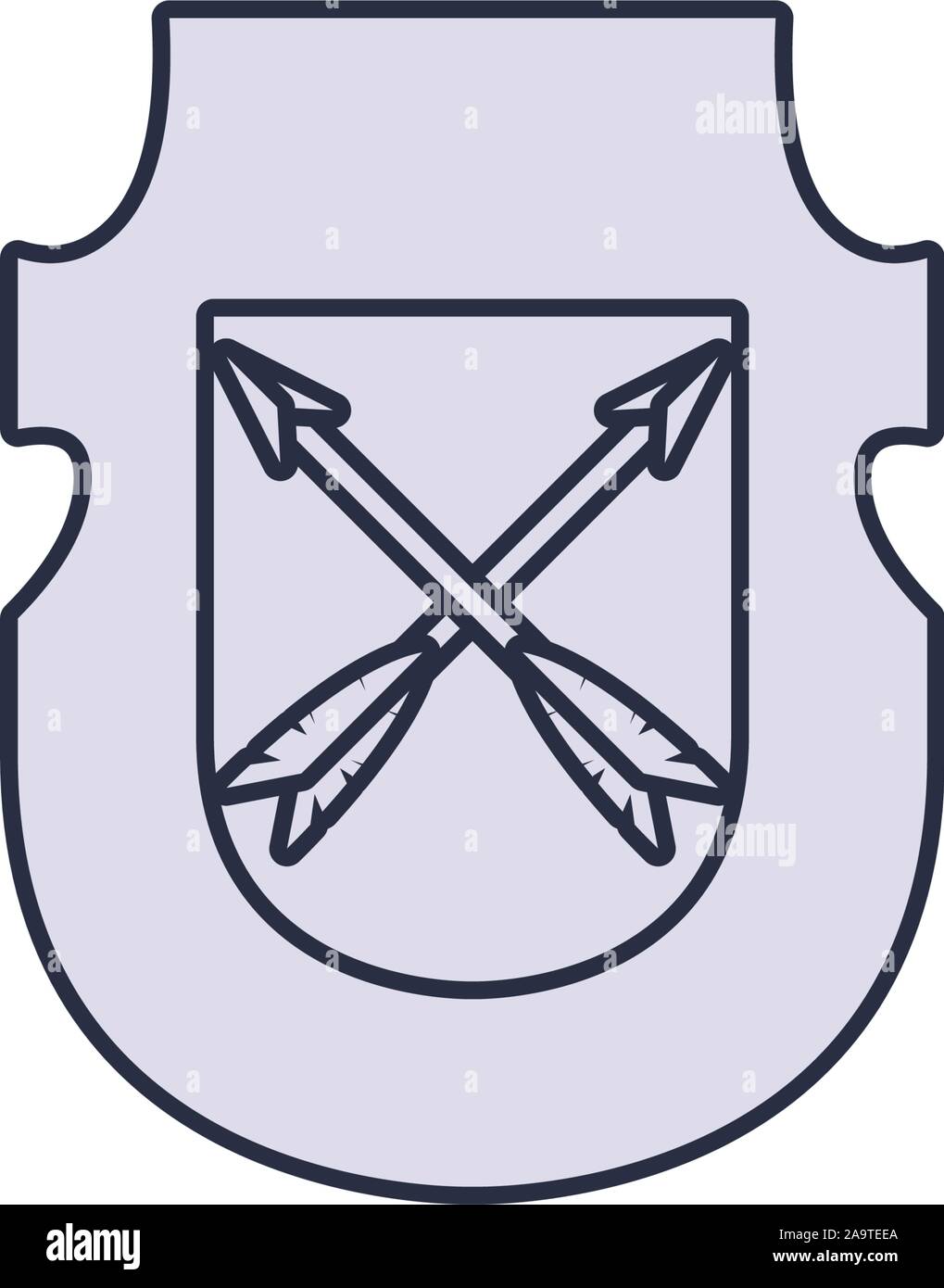 shield crossed swords antique medieval line vector illustration Stock ...