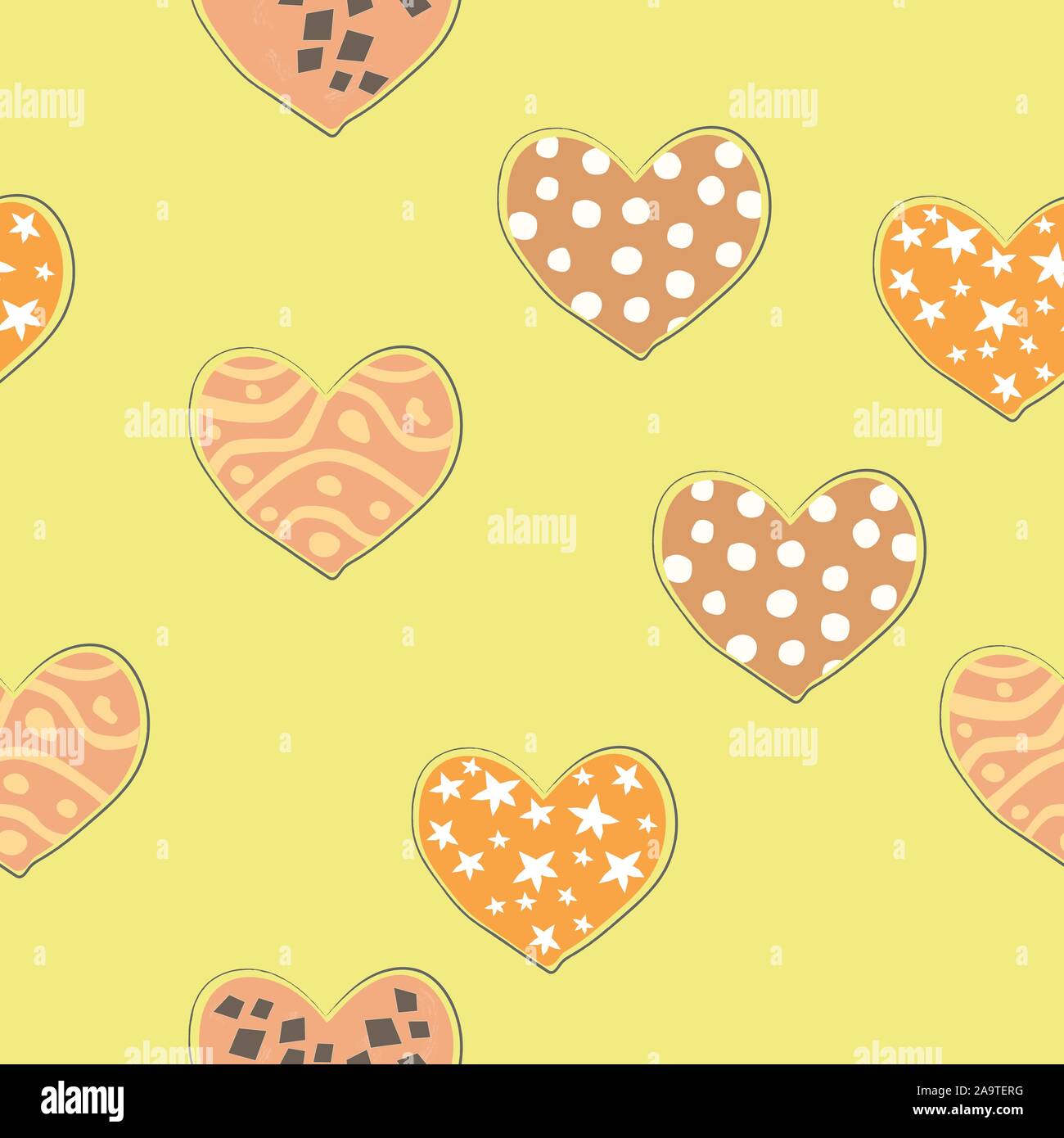 Seamless Pattern With Hearts. Hand Drawn Design. Vector Illustration ...