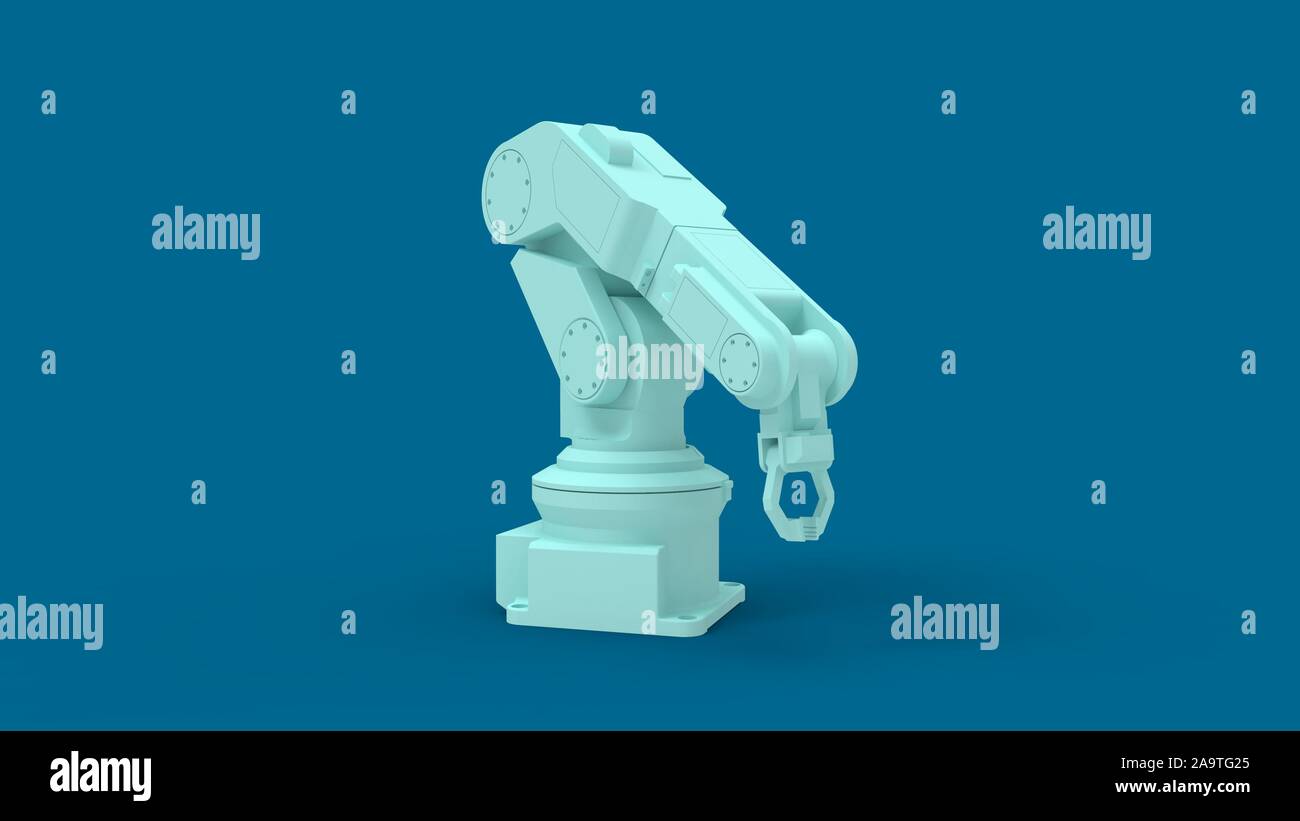 3d rendering of a robot arm isolated in a colored studio background ...