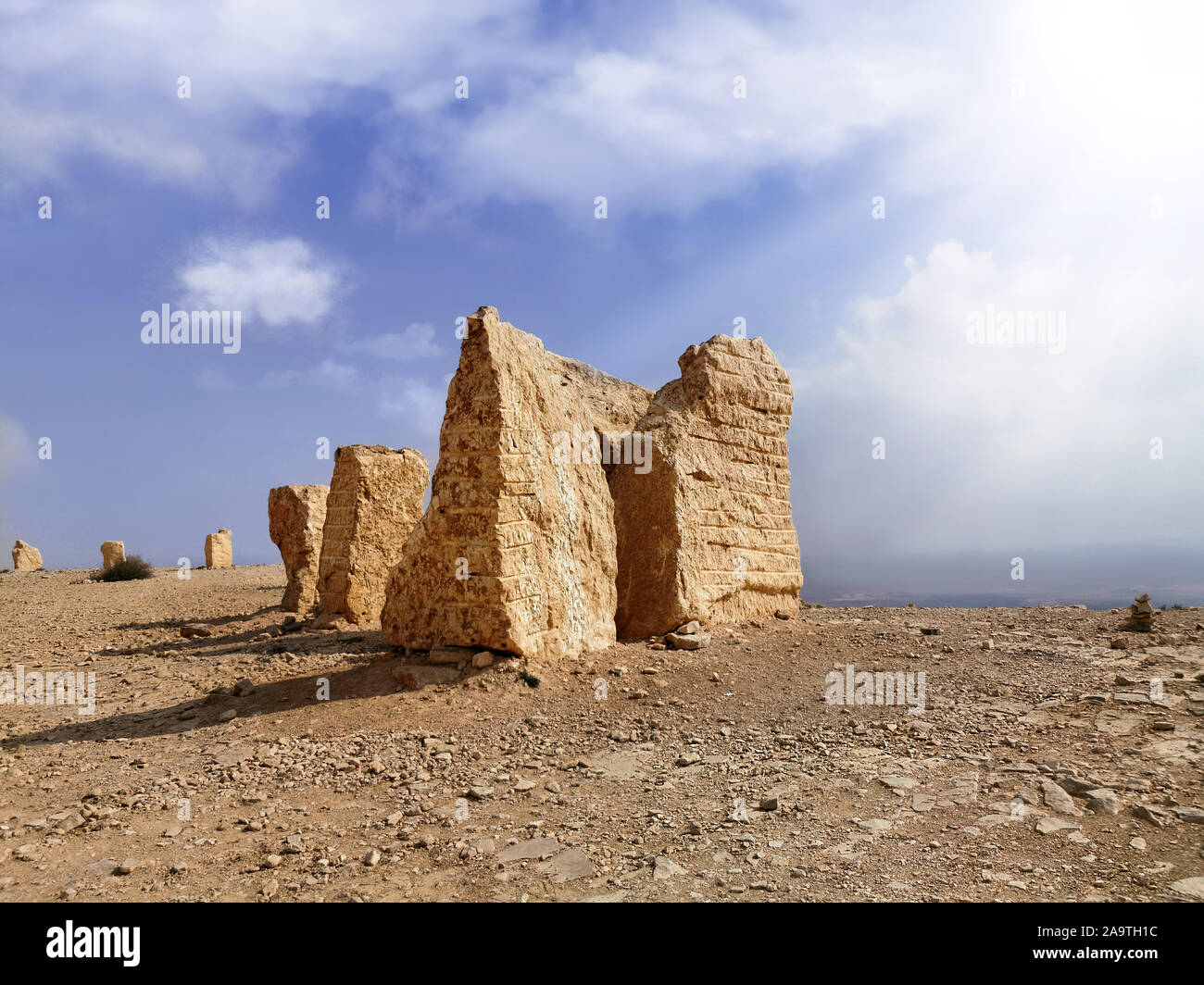 Stone Sculpture Park in Mitzpe Ramon. Israeli Desert and Crater Makhtesh Ramon. Stock Photo