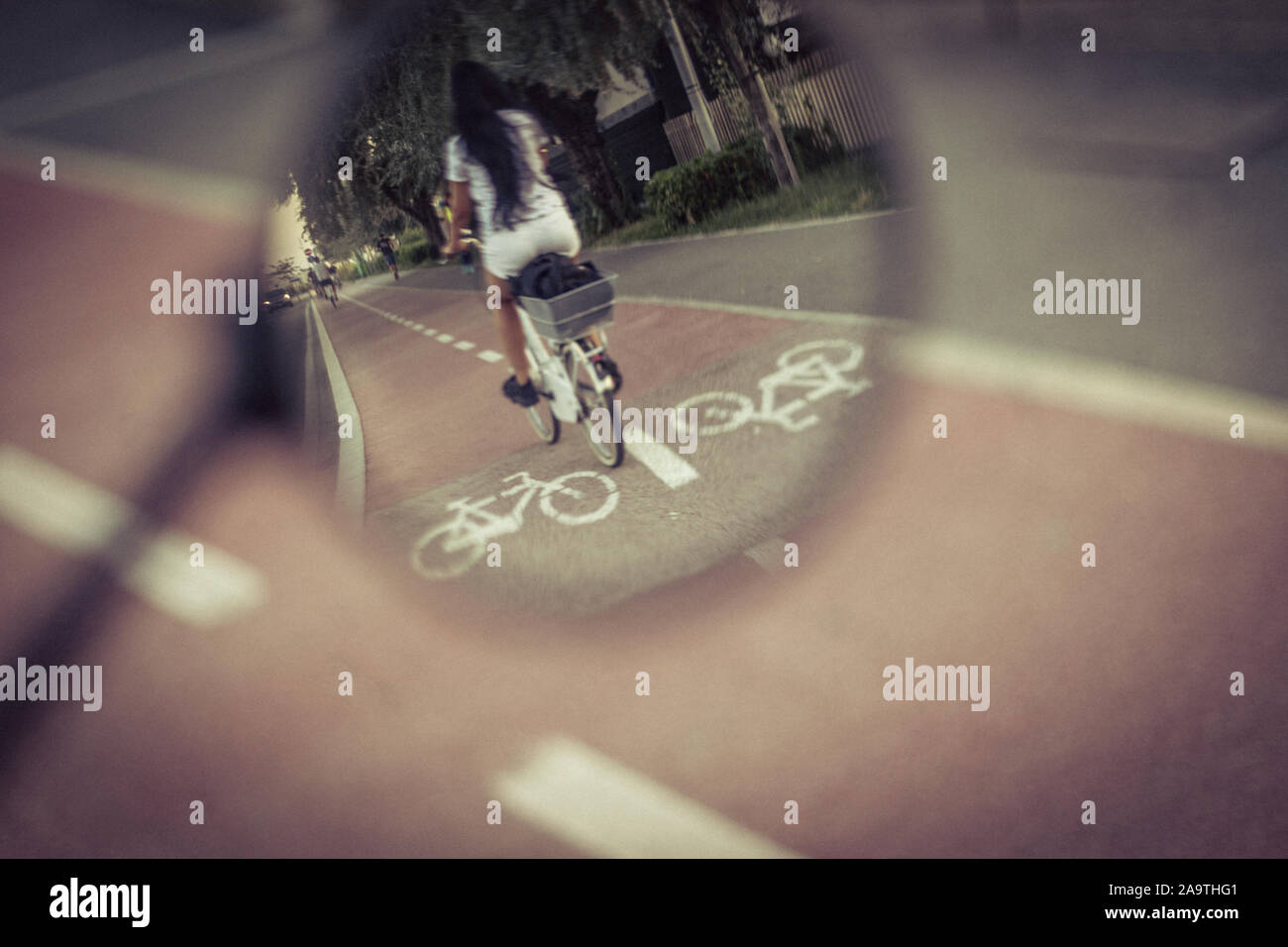 Biker and bike lane hi-res stock photography and images - Alamy