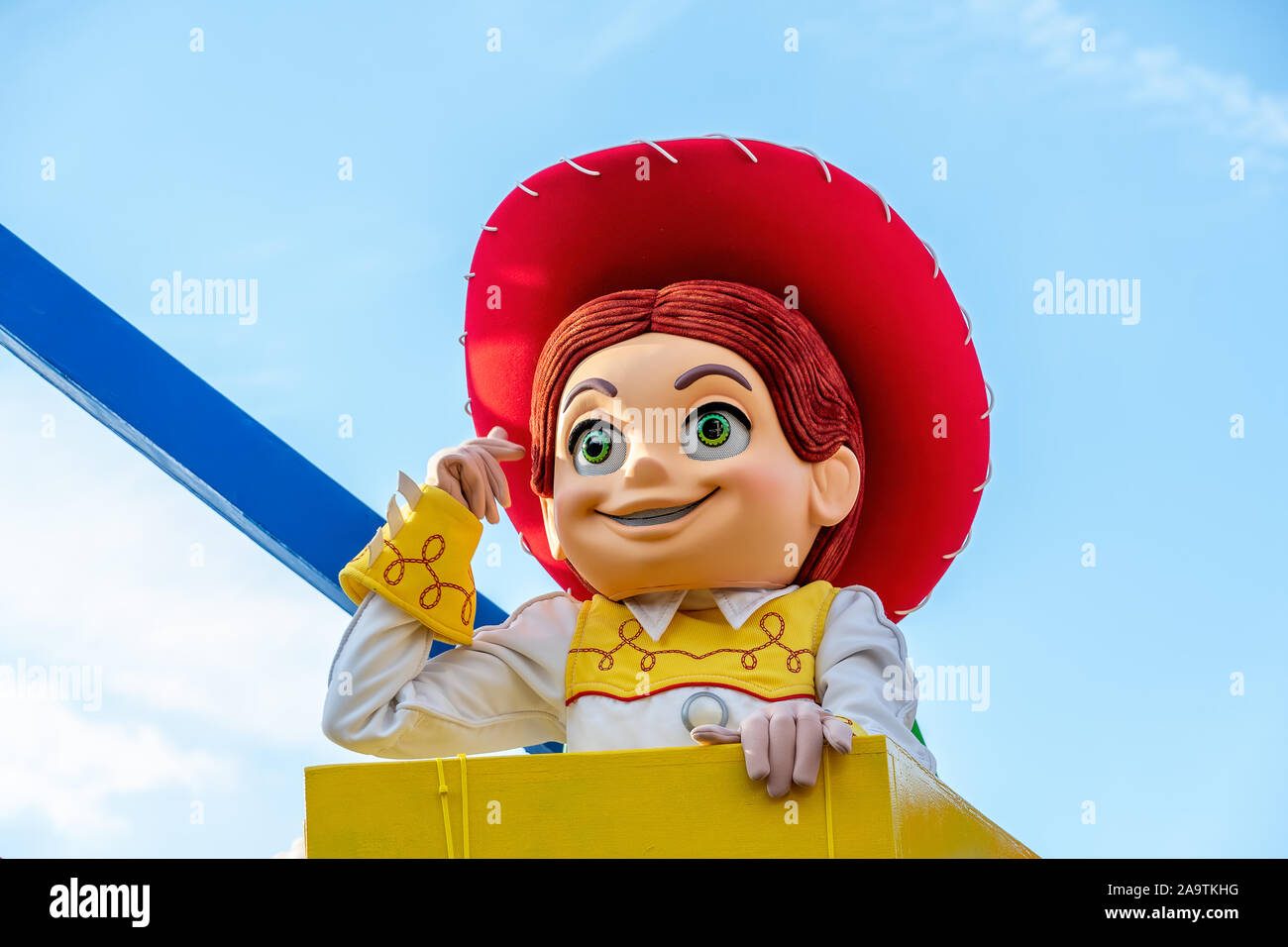 Jessie character in the Christmastime Parade at Magic Kingdom Stock Photo