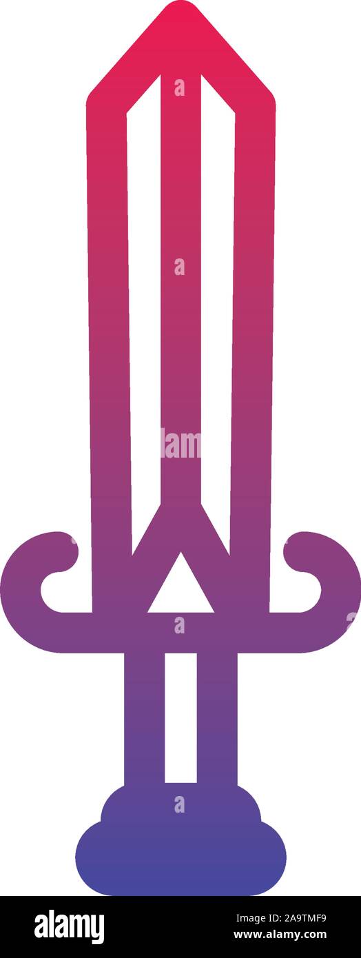 sword weapon fantasy line gradient icon vector illustration Stock ...