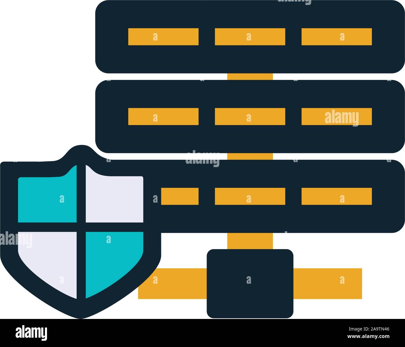 security data server with shield flat style vector illustration design ...