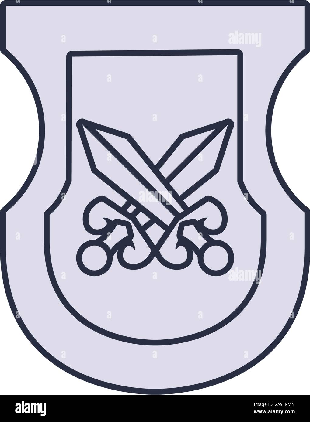 shield crossed swords antique medieval line vector illustration Stock ...