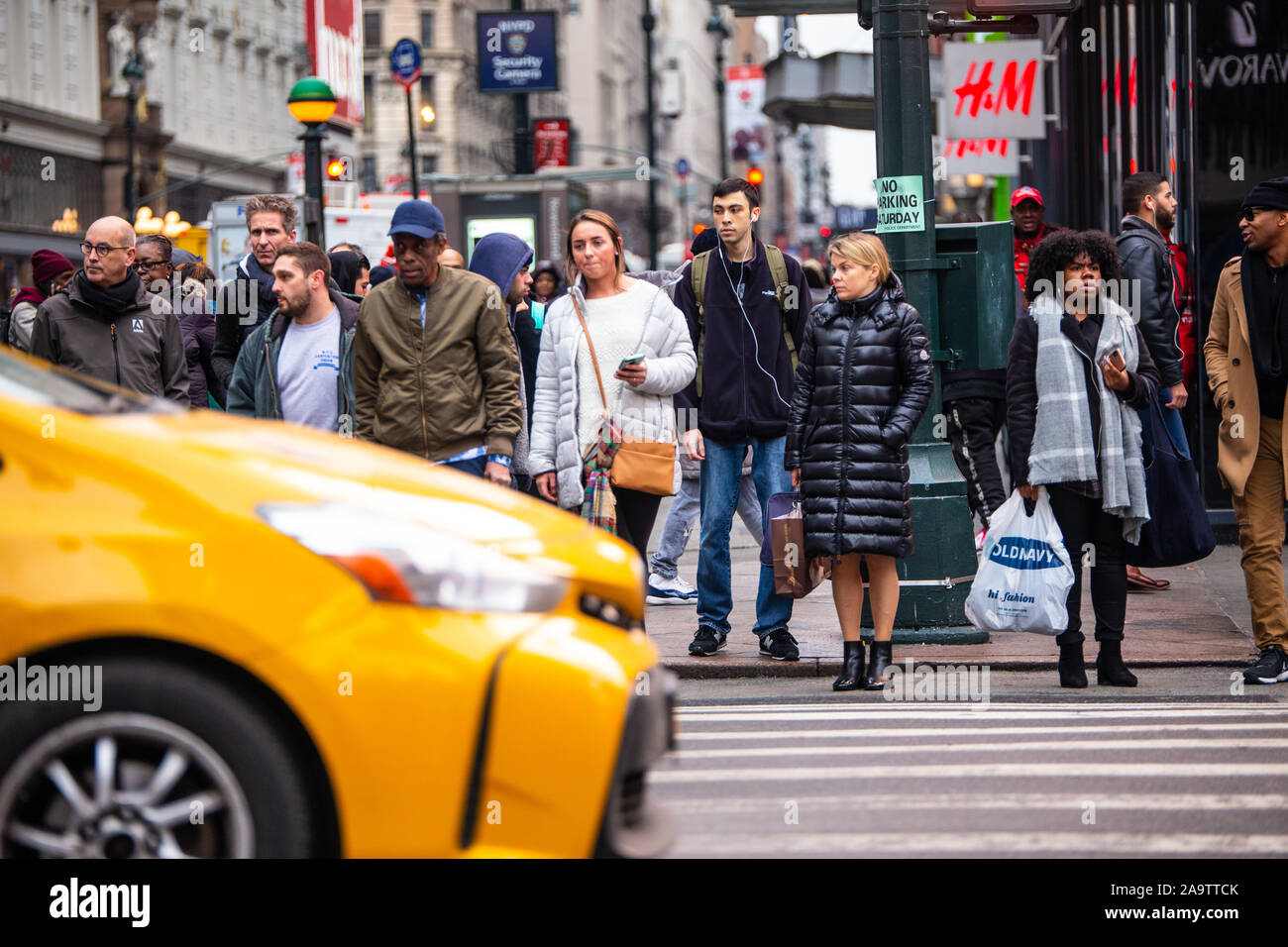 NEW YORK CITY - DECEMBER 14, 2018: City life Street scene with people ...