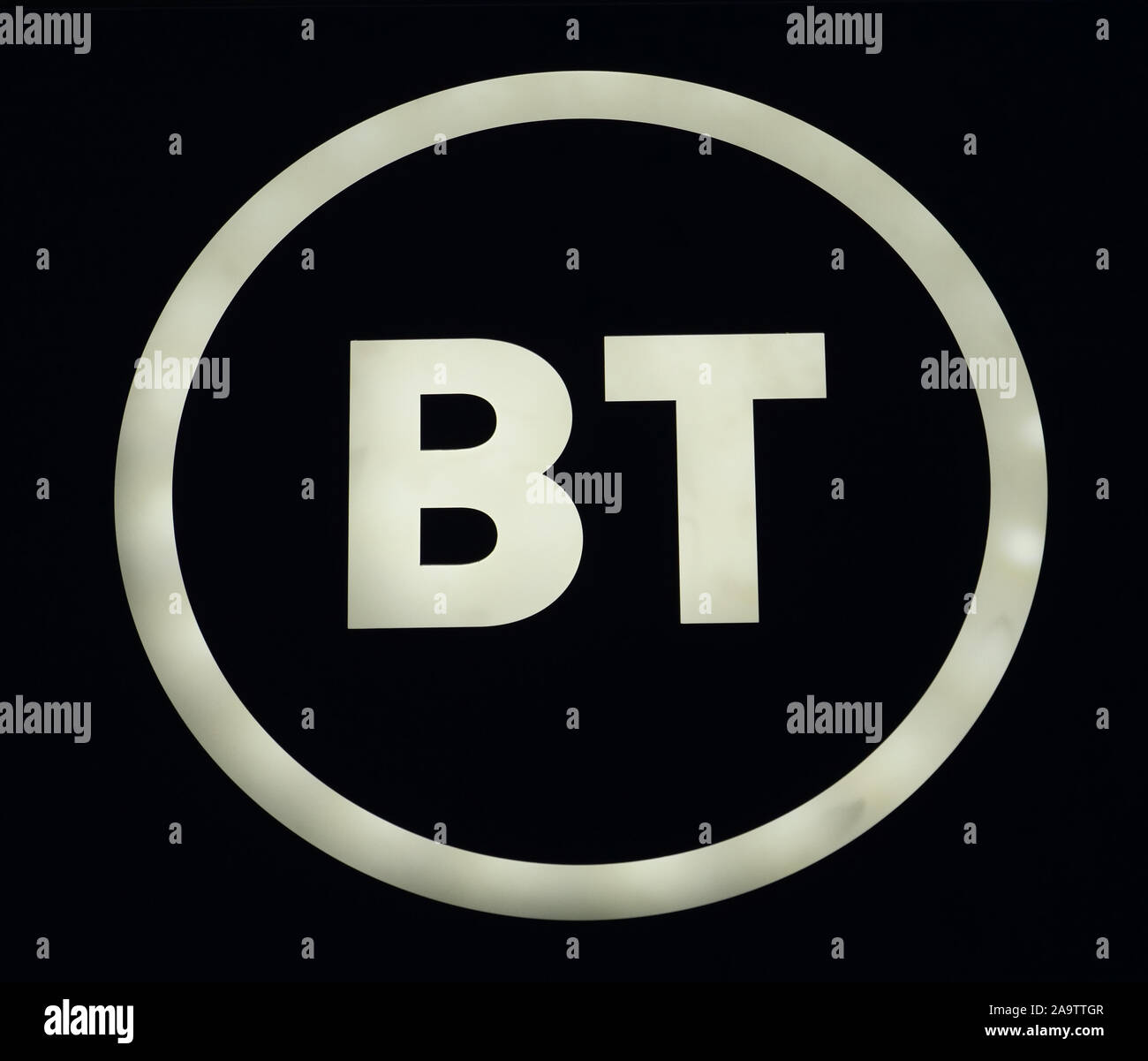 Logo BT, British Telecom, seen in Black and white Stock Photo - Alamy
