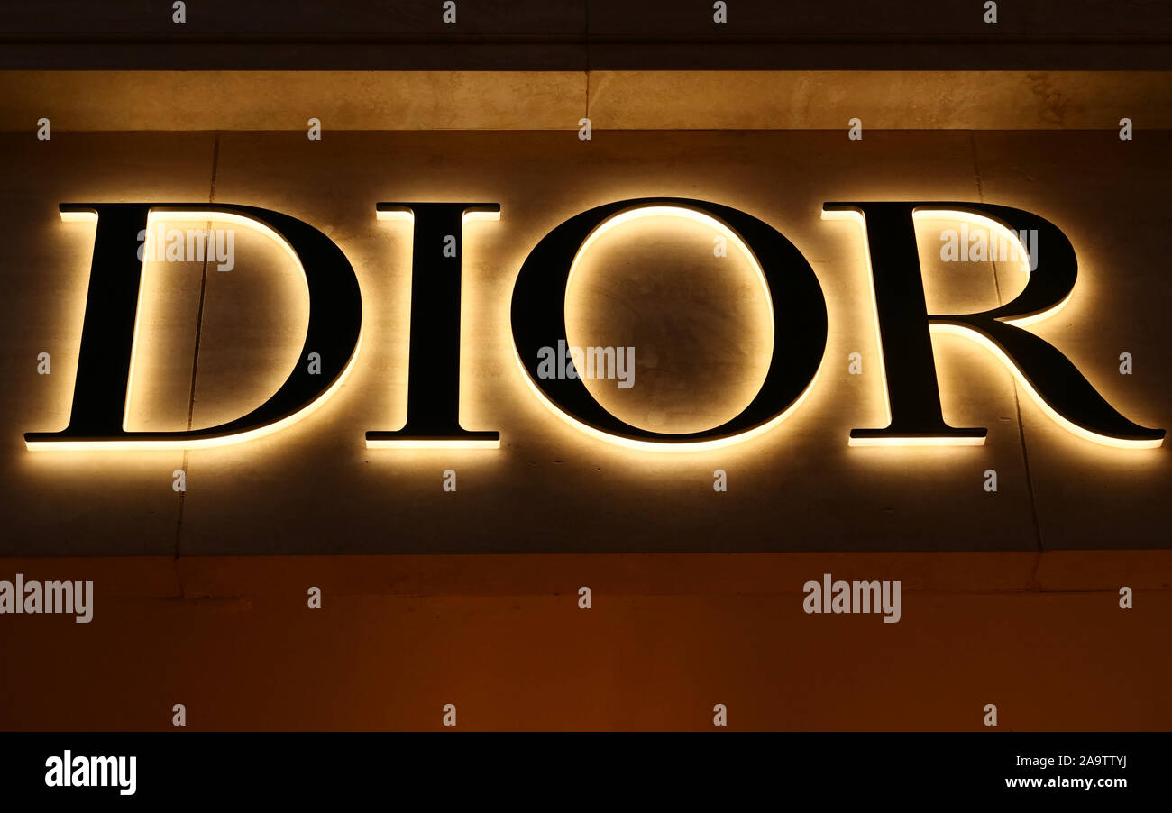 Logo Dior seen in New Bond Street, London, England, UK in 2019 ...