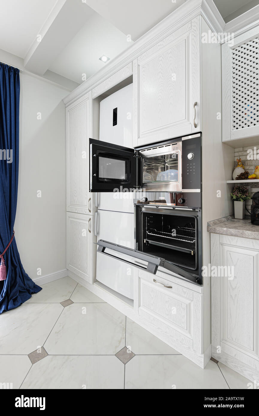 modern white wooden kitchen interior Stock Photo