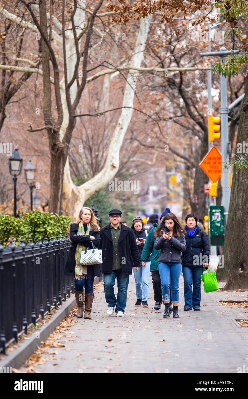 NEW YORK CITY - DECEMBER 14, 2018: City life Street scene with people ...