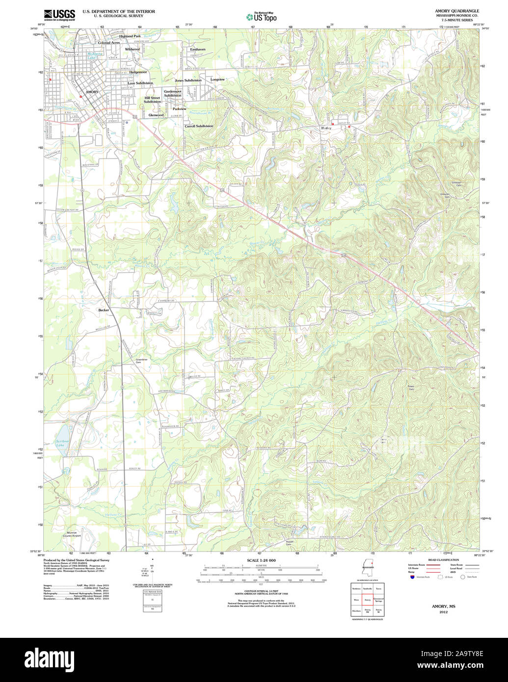 Amory mississippi map hires stock photography and images Alamy