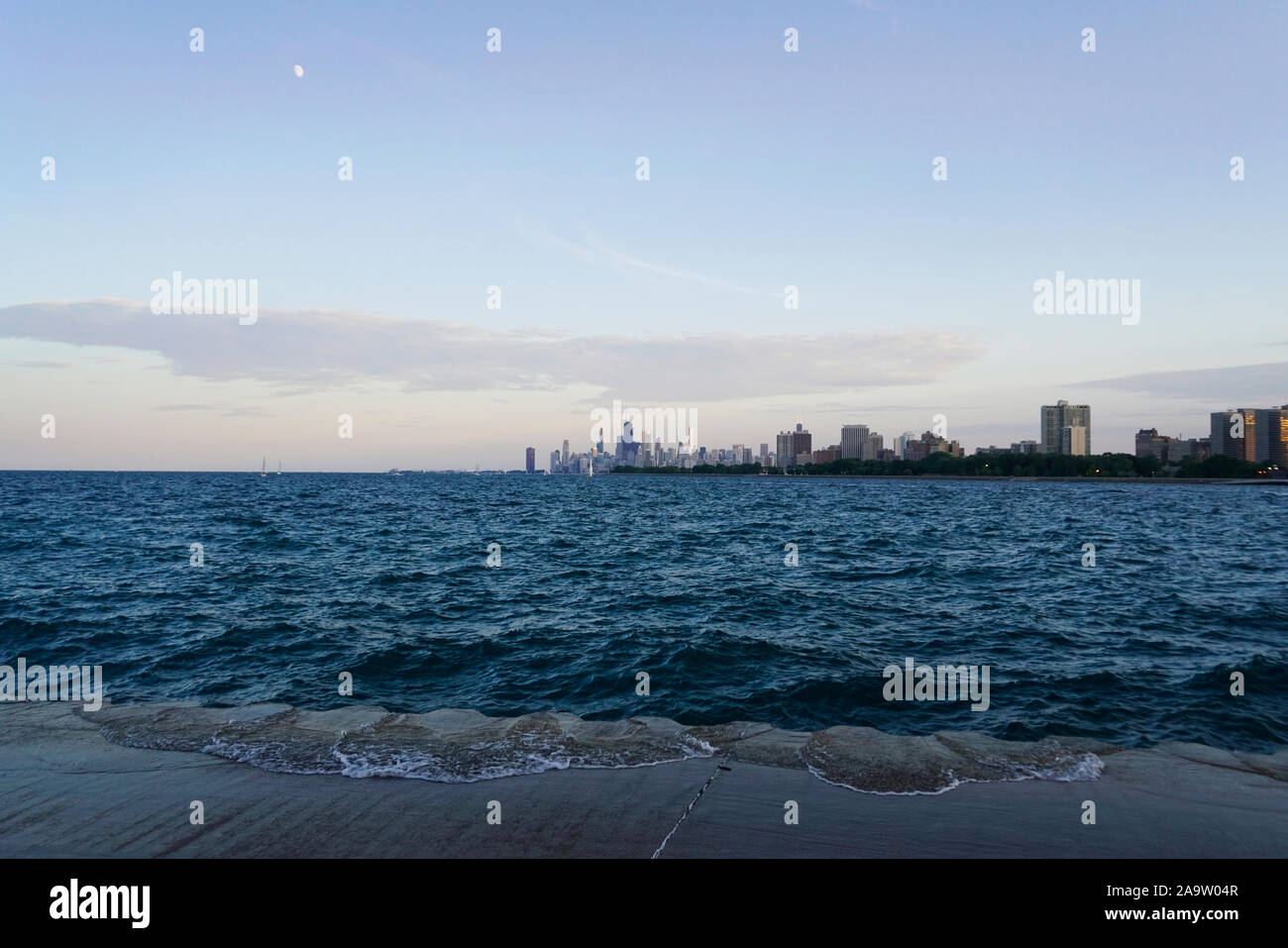 Lakeshore of Lake Michican at Montrose Harbor, Chicago, Illinois Stock