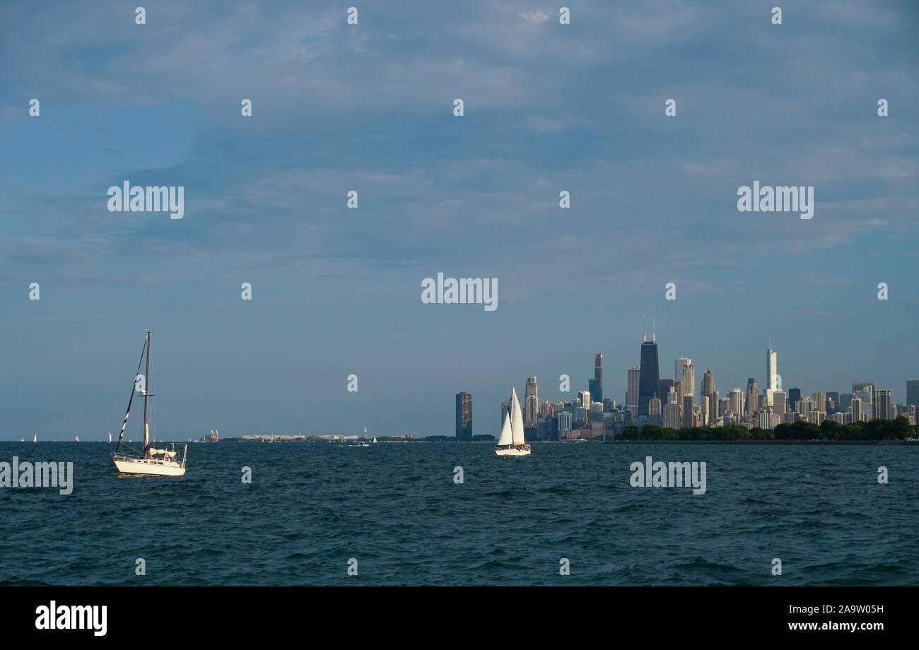 Lakeshore of Lake Michican at Montrose Harbor, Chicago, Illinois Stock